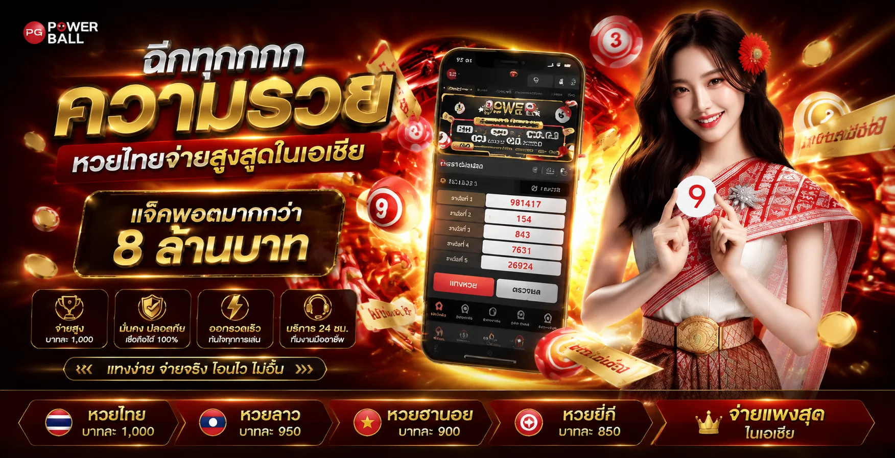 หวยออนไลน์ MAGNATE24 จ่ายสูงบาทละ 900 ครบทุกหวยไทยและต่างประเทศ